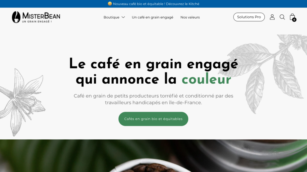 E-shop MisterBean café en grain eco-responsable